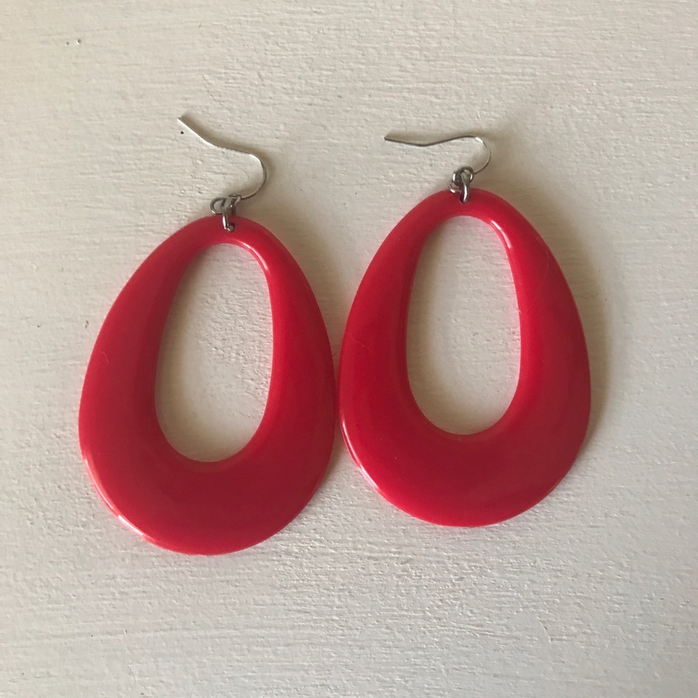 Red drop costume earrings